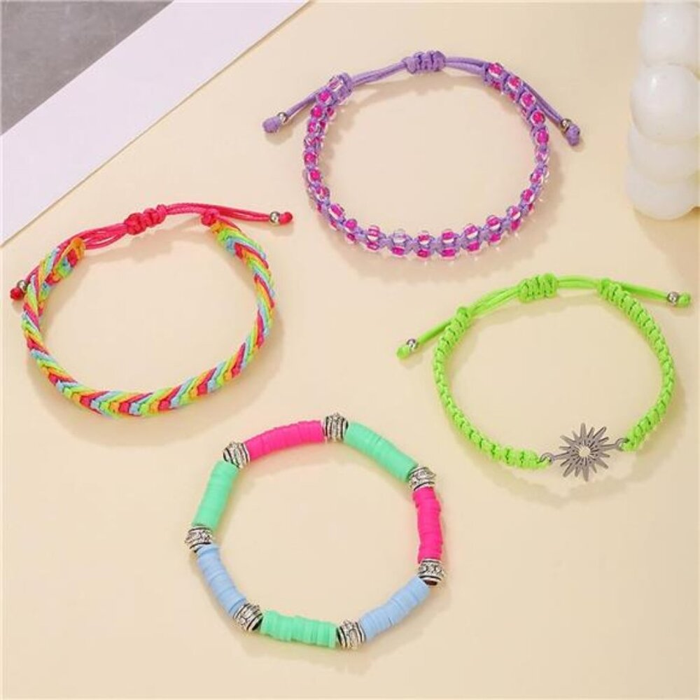 4pcs String Bracelets, Braided Rope Beaded Stackable - Picture 6 of 7